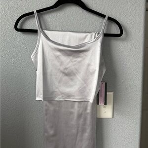 Silver Satin Two Piece